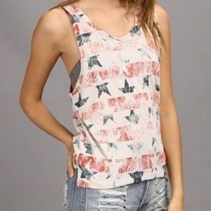 CHASER LA Stars STRIPED American Flag RACERBACK Tank  TOP S